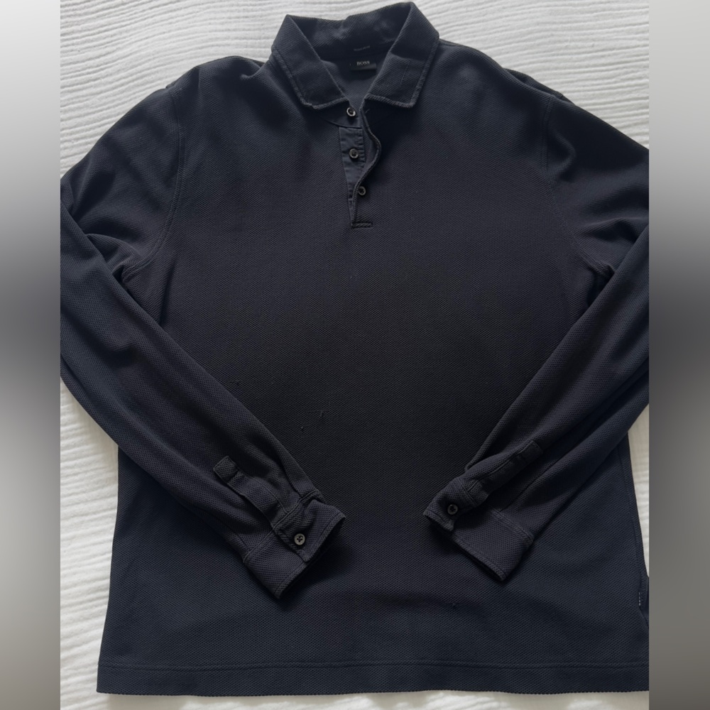 Huge Boss Black Long Sleeve Polo Shirt